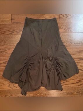 Hannah Olive Green Ruched A-Line Skirt